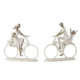 Statuette Design : Famille avec 1 enfant, Collection Silver Line, H 27 cm