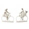 Statuette Design : Famille avec 1 enfant, Collection Silver Line, H 27 cm