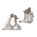 Statuette Design : Famille avec 1 enfant, Collection Silver Line, H 27 cm