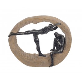 Statuette Design : Homme et Femme dans Cercle, Men & Stone, L 35 cm