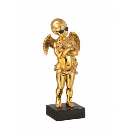 Sculpture Doré en Résine : Ange Cupidon Popstar, H 21 cm