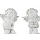 Set 2 grands Anges Cupidon sur Boules, Blanc, H 21 cm