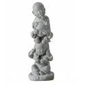 Statuette XXL : Les 3 Moines de la Sagesse Assis, Modèle Kimono de Soie, H 36 cm