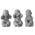 Statuettes XL : Set 3 Moines de la Sagesse, Gris, H 58 cm