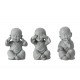 Statues Set 3 Moines de la Sagesse, Gris, H 16 cm