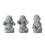 Statues Set 3 Moines de la Sagesse, Gris, H 16 cm