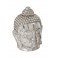 Sculpture Tête Bouddha XL, Mod Céramique Argent, H 45 cm