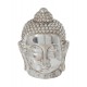 Sculpture Tête Bouddha XL, Mod Céramique Argent, H 45 cm