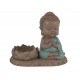 Bouddha Bleu et Bougeoir Fleur de Lotus, Collection Baby Zen, L 13 cm