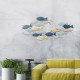 Déco Murale : Grand Banc de Poissons en camaïeu de bleu, L 100 cm