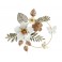 Feuillage tropical stylisé & Papillons, Blanc, Marron et Vert, L 78 cm