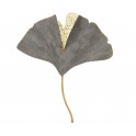 Décoration Métal : Feuilles de Gingko Biloba, Gris et Doré, H 41,50 cm