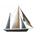 Déco Marine : Grand Voilier en régate, toutes voiles dehors, H 60 cm