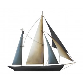 Déco Marine : Grand Voilier en régate, toutes voiles dehors, H 60 cm