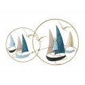 4 Bateaux 3 Mouettes sur Cercles dorés, Gamme Océanic. L 100 cm