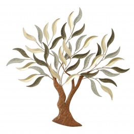 Déco murale : Arbre mural et Feuillage Olive, Gris et Grège, H 90 cm