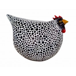 Poule, Style Rétro ou Industriel, Résine, Noir et Blanc, L 20 cm