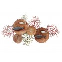 Décoration Banc de Poissons et Coraux Rouges Oranges Stylisés, L 108 cm