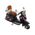 Mini Scooter Vespa Métal, Modèle Vintage Noir Flower Power, L 11 cm
