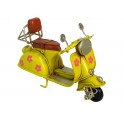 Mini Scooter Vespa Métal, Modèle Vintage Jaune Flower Power, L 11 cm