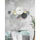 Déco murale Abstraite et Horloge, Blanc, Gris et Doré, L 108 cm