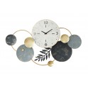 Déco murale Abstraite et Horloge, Blanc, Gris et Doré, L 108 cm