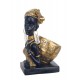 Statuette Africaine en pagne kita & Cruche 2, Collection Ethnik, H 42 cm