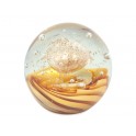 Sphère en Verre et Presse-Papier, Bulles et Ocean doré, Diam 9 cm