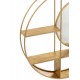Miroir Design Rond et Etagère circulaire dorée, Diamètre 72 cm