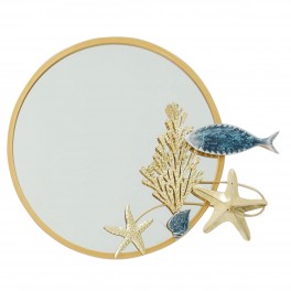 Miroir et Déco murale Poissons et Coraux dorés, Gamme Océanic. L 80 cm