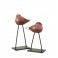 Set 2 Oiseaux en verre sur socle, Rose et Marron, H 26 cm (Grand)