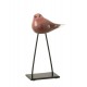 Set 2 Oiseaux en verre sur socle, Rose et Marron, H 26 cm (Grand)