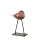 Set 2 Oiseaux en verre sur socle, Rose et Marron, H 26 cm (Grand)