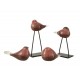 Set 2 Oiseaux en verre, Rose et Marron, L 20 cm (Grand)