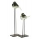 Set 2 Oiseaux en verre sur socle, Vert foncé et Blanc, H 44 cm (Grand)