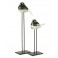 Set 2 Oiseaux en verre sur socle, Vert foncé et Blanc, H 44 cm (Grand)