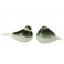 Set 2 Oiseaux en verre, Vert foncé et Blanc, L 21,5 cm (Grand)