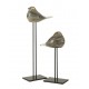 Set 2 Oiseaux en verre sur socle, Ambre et Marron, H 43 cm (Grand)