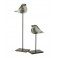 Set 2 Oiseaux en verre sur socle, Gris et Blanc, H 38 cm (Grand)