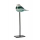 Set 2 Oiseaux en verre sur socle, Bleu, Vert et Blanc, H 44 cm (Grand)