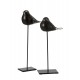 Set 2 Oiseaux en verre sur socle, Noir, H 37,5 cm (Grand)