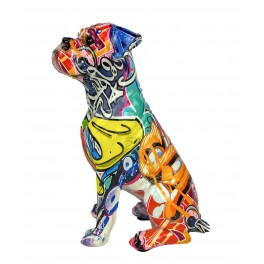 Bulldog Anglais, Modèle Assis en résine, Collection Graffiti, H 22 cm