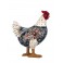 Figurine Poule Noire et Fleurie en Résine, Collection Drawing Art, H 28 cm