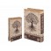 Set 2 Boites Livres : Arbre de vie, Marron et Beige, H 26 cm (Grand)