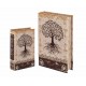 Set 2 Boites Livres : Arbre de vie, Marron et Beige, H 26 cm (Grand)