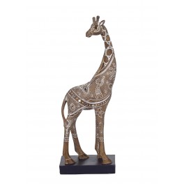 Statuette Girafe Miroirs et Motifs Tribaux, Collection ETHNIKA, H 30 cm