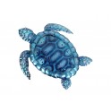 Déco Murale Métal : La Tortue marine bleue, H 27 cm