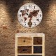 Horloge Blanche et Marron, Modèle Cartographie & Balancier, Bois MDF, H 58 cm