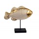 Décoration Mer Résine : Poisson Exotique doré sur Socle, L 28 cm