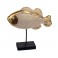 Décoration Mer Résine : Poisson Exotique doré sur Socle, L 28 cm